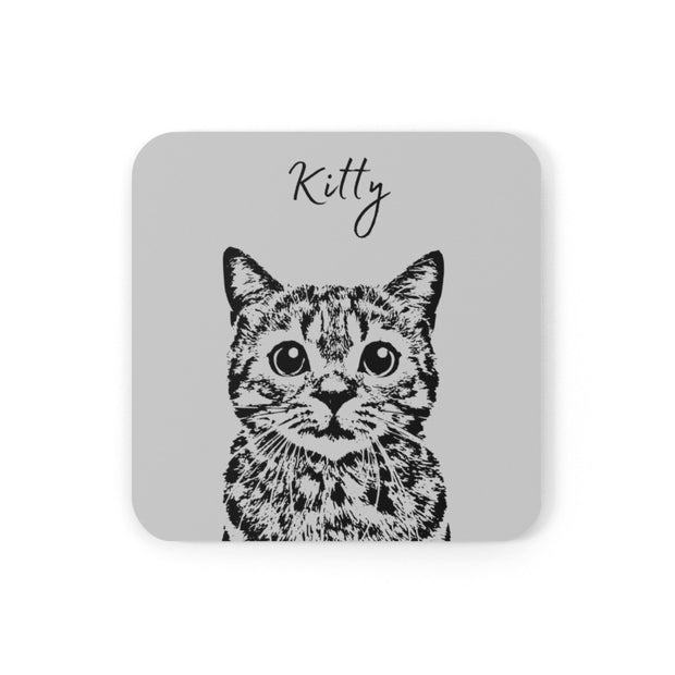 Custom Pet Coasters - Pet Photo + Name Pet Coasters Mod Paws Grey Set of 2 1