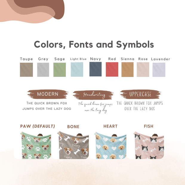 Custom Patterned Pet Color Blanket - Pet Photo + Name Pet Blanket Mod Paws 