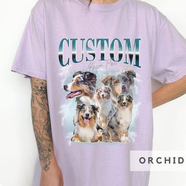 Custom Teal Vintage Pet Shirt - Pet Photo + Name Pet Shirt Mod Paws 