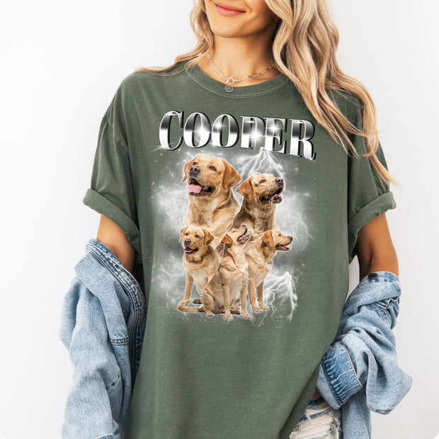 Custom Bernard Grey Vintage Pet Shirt - Pet Photo + Name Pet Shirt Mod Paws 