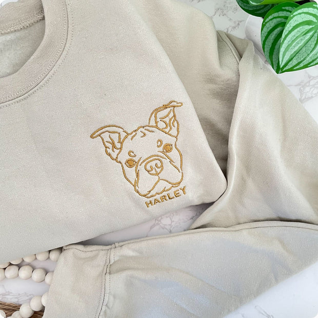 Custom Color Line Embroidered Pet Sweater Using Pet Photo + Name Pet Sweater Mod Paws 