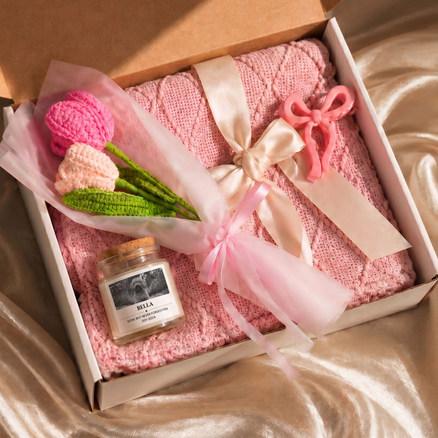 Custom Pet Memorial Gift Box with Candle & Blanket Pet Candle Mod Paws