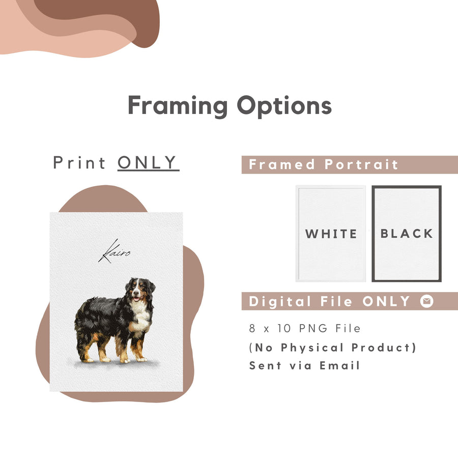 Custom Watercolor Pet Portrait - Pet Photo + Name Pet Portraits Mod Paws