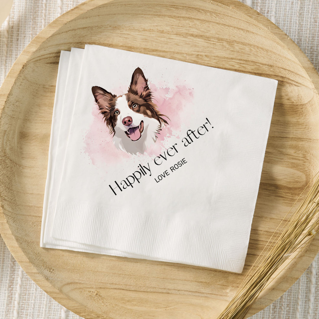 Custom Pet Cocktail Napkins Personalized Dog Cat Wedding Napkins