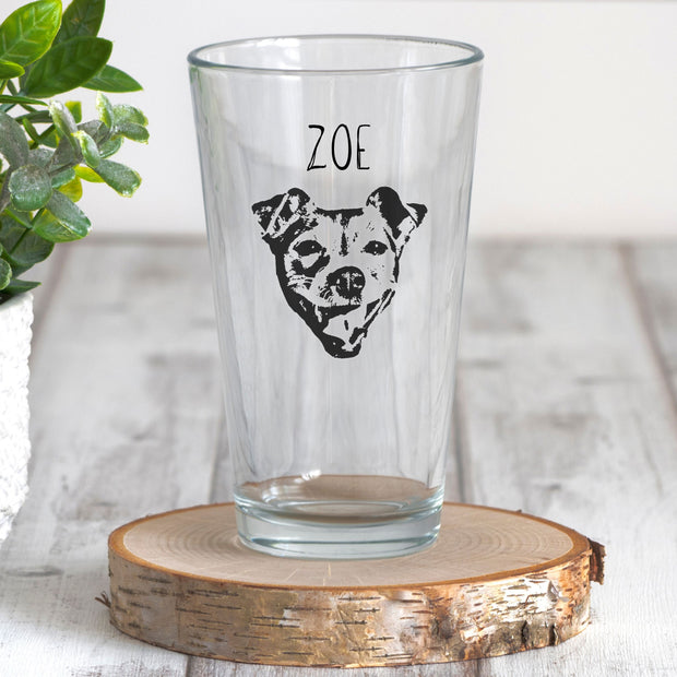 Custom Dog Beer Glasses - Pet Photo + Name Pet Beer Glass Mod Paws 