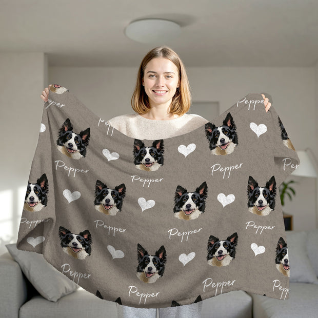 Custom Patterned Pet Color Blanket - Pet Photo + Name Pet Blanket Mod Paws 