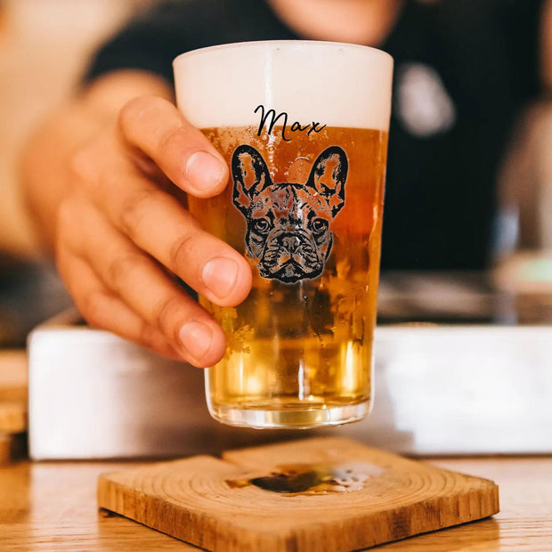 Custom Dog Beer Glasses - Pet Photo + Name Pet Beer Glass Mod Paws 