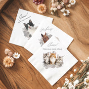Custom Watercolor Pet Cocktail Napkins - Pet Photo + Name Pet Napkins Mod Paws 