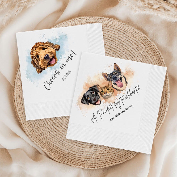 Custom Pet Cocktail Napkins Personalized Dog Cat Wedding Napkins