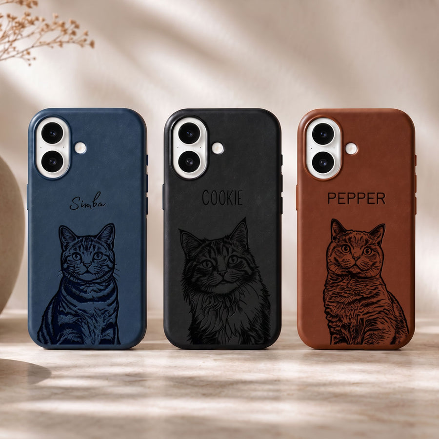 Custom Pet Photo Engraved Phone Case - Pet Photo + Name Pet Phone Case Mod Paws
