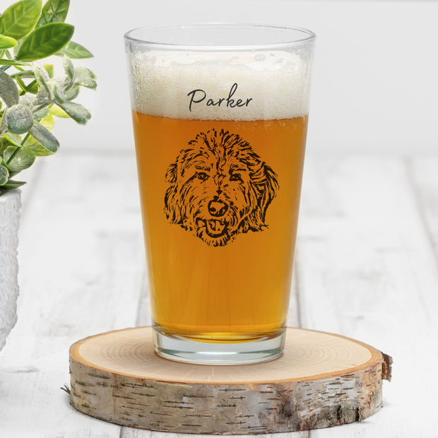 Custom Dog Beer Glasses - Pet Photo + Name Pet Beer Glass Mod Paws 