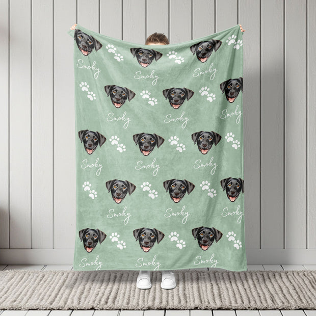 Custom Patterned Pet Color Blanket - Pet Photo + Name Pet Blanket Mod Paws 