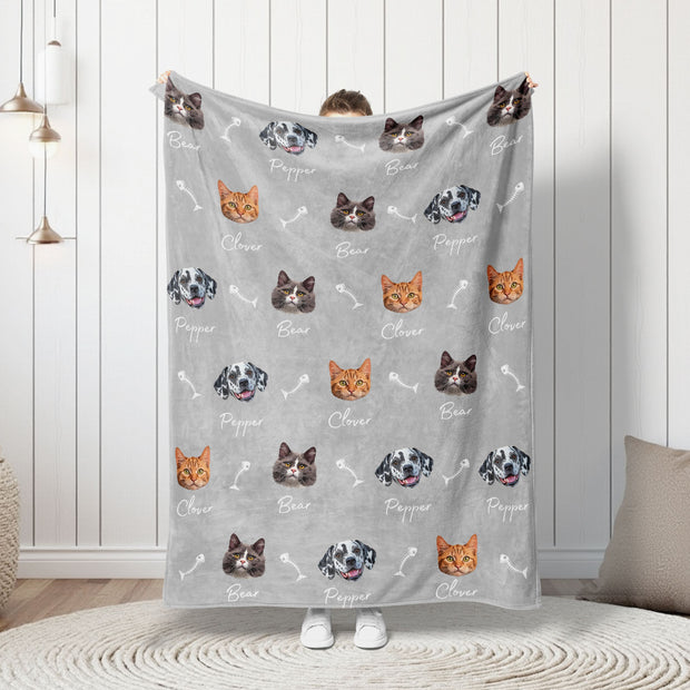 Custom Patterned Pet Color Blanket - Pet Photo + Name Pet Blanket Mod Paws 