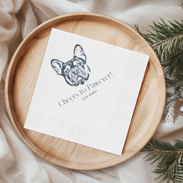 Custom Pet Wedding Cocktail Napkins - Pet Photo + Name Pet Napkins Mod Paws 