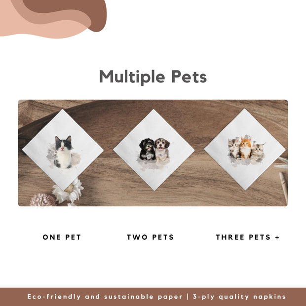 Custom Watercolor Pet Cocktail Napkins - Pet Photo + Name Pet Napkins Mod Paws 