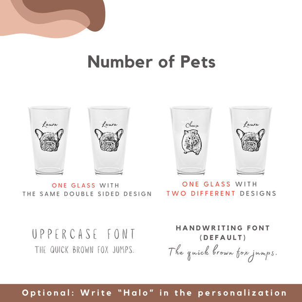 Custom Dog Beer Glasses - Pet Photo + Name Pet Beer Glass Mod Paws 