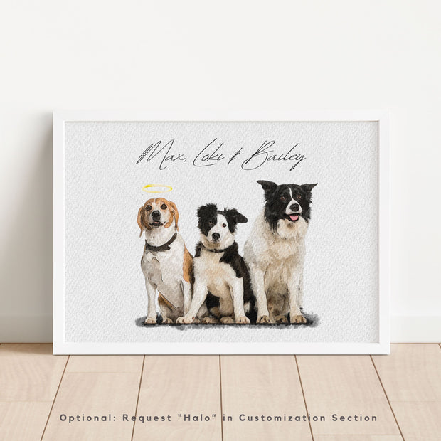 Custom Watercolor Pet Portrait - Pet Photo + Name Pet Portraits Mod Paws 