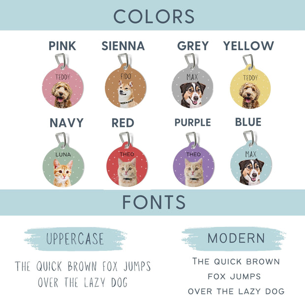 Custom Color Pet Tag - Pet Photo + Name + Phone Number Pet Tags Mod Paws 
