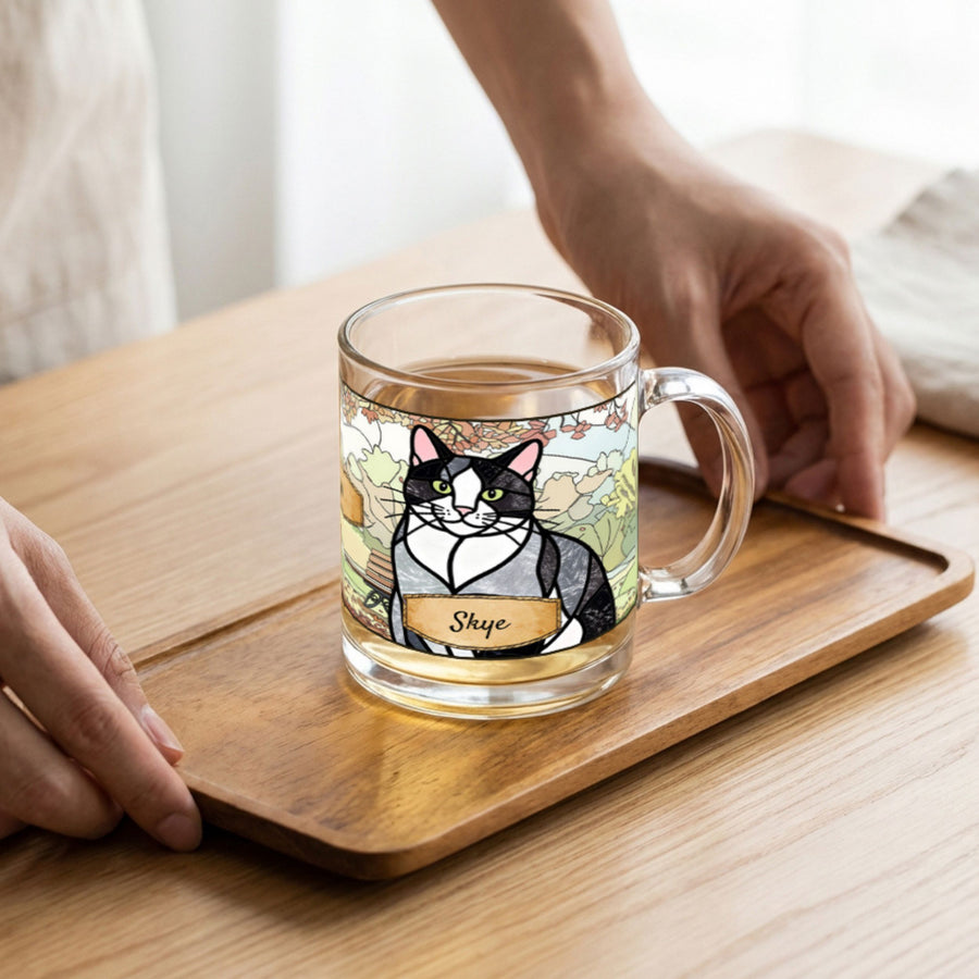 Custom Stained Glass Dog Mug with Photo + Name Pet Mugs Mod Paws One 1