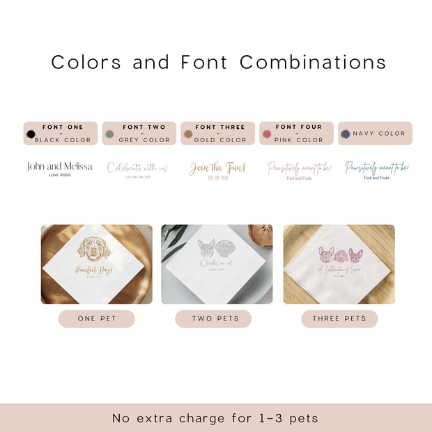 Custom Pet Wedding Cocktail Napkins - Pet Photo + Name Pet Napkins Mod Paws 