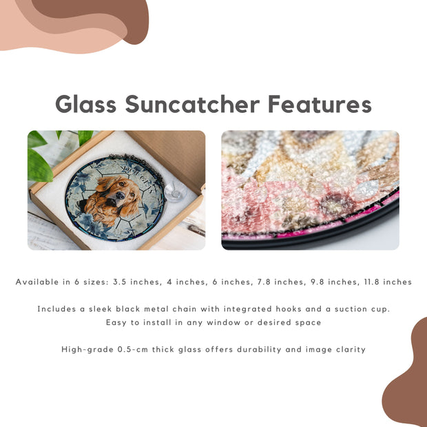 Custom Pet Stained Glass Suncatcher - Pet Photo + Name Suncatchers Mod Paws 