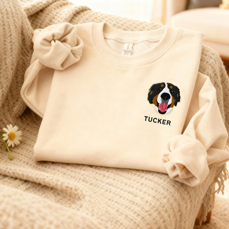 Custom Embroidered Pet Sweater - Pet Photo + Name Pet Sweater Mod Paws