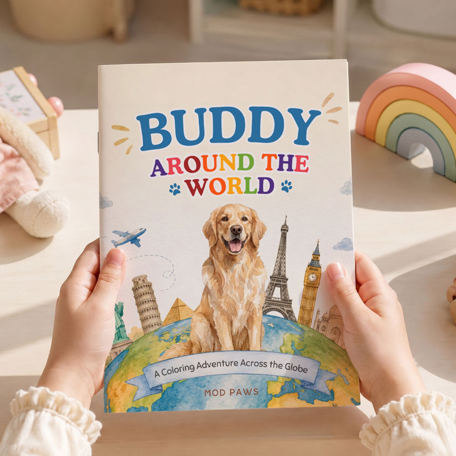 Custom Dog World Traveler Coloring Book from Photo Coloring Book Mod Paws