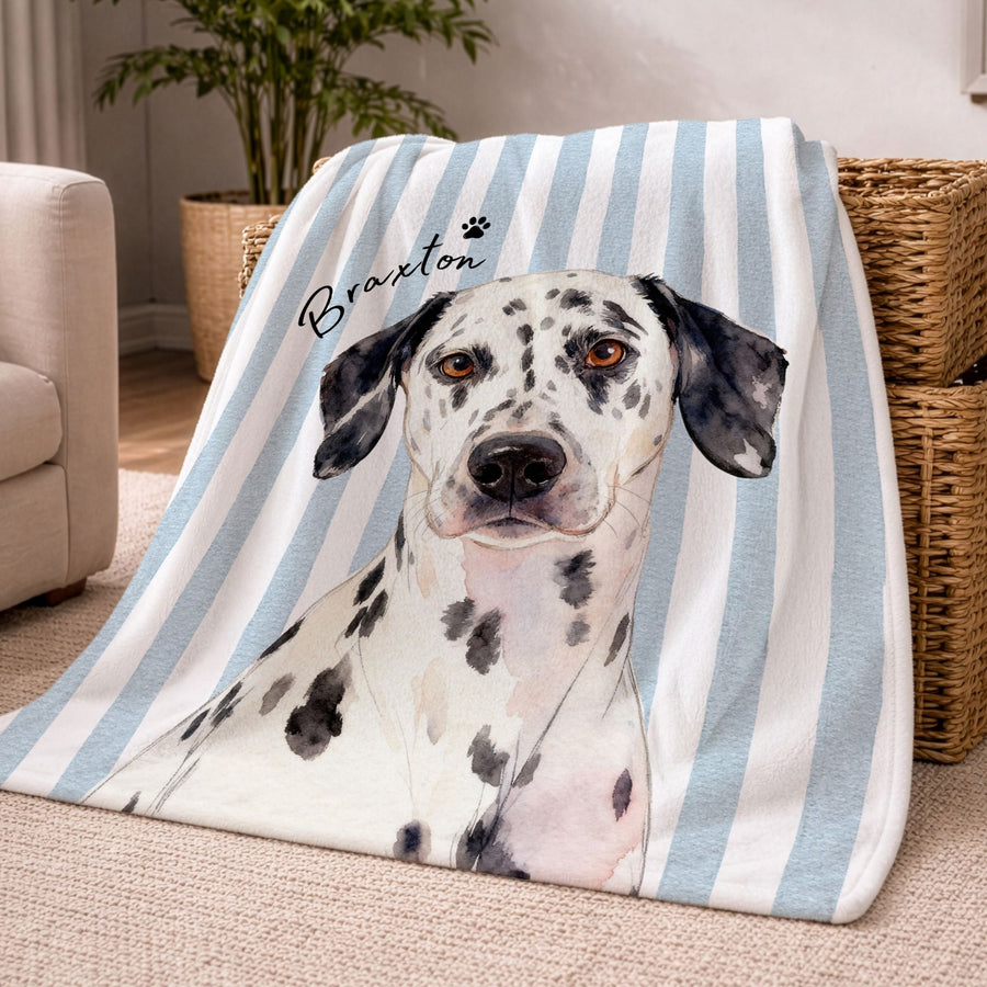 Custom Pet Striped Color Blanket - Pet Photo + Name Pet Blanket Mod Paws