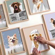 Custom Dog Bathroom Portraits Using Pet in Bathtub Cat Photo Funny Art Personalized Digital Dog Cat Custom Pet Art Pet Drawing Poster Pet Portraits Mod Paws 