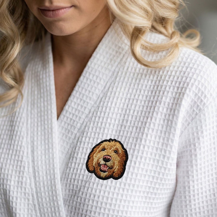 Custom Pet Photo Embroidered Waffle Robe - Pet Photo + Name Pet Sweater Mod Paws