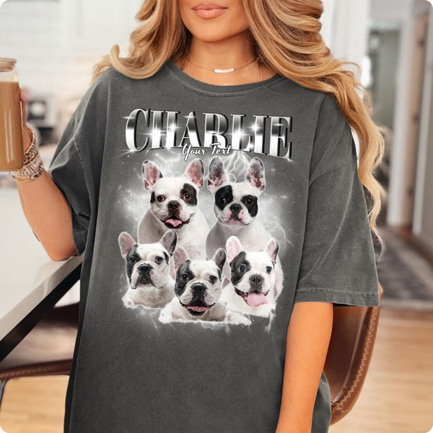 Custom Bernard Grey Vintage Pet Shirt - Pet Photo + Name Pet Shirt Mod Paws 