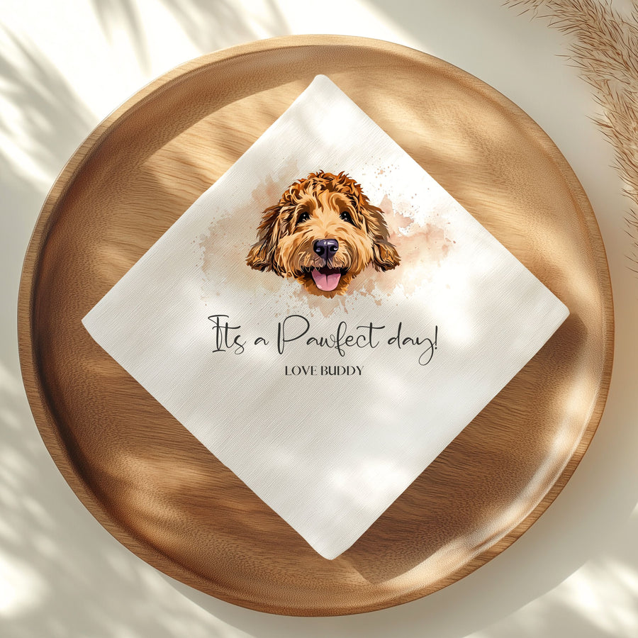 Custom Dog Wedding Cocktail Napkins Using Pet Photo + Name Personalized Dog Wedding Napkins Custom Cat Serviettes Dog Birthday Decorations Pet Napkins Mod Paws