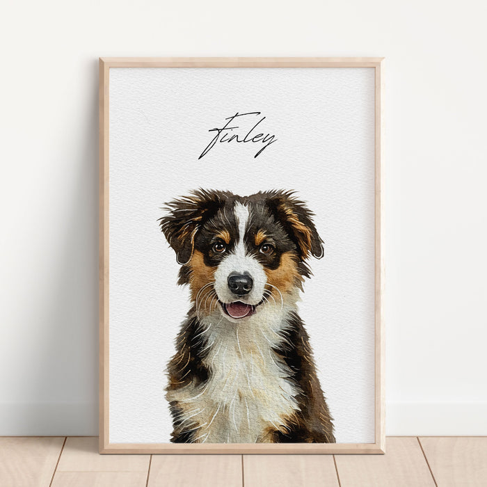 Custom Watercolor Pet Portrait - Pet Photo + Name Pet Portraits Mod Paws 