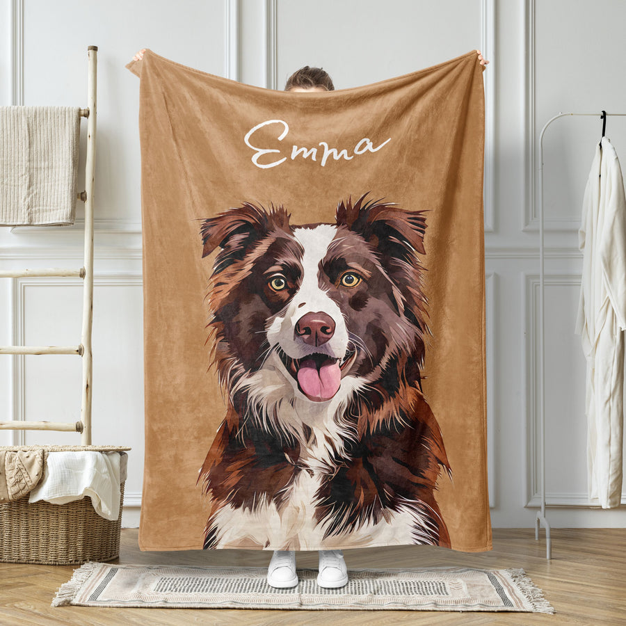 Custom Pet Color Blanket - Pet Photo + Name Pet Blanket Mod Paws