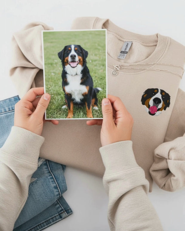 Custom Embroidered Pet Sweater - Pet Photo + Name