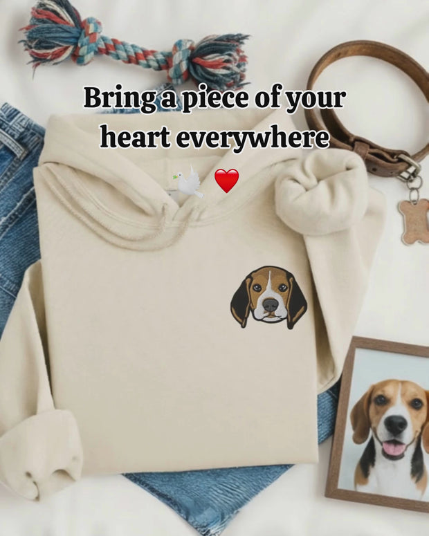 Custom Embroidered Pet Hoodie - Pet Photo + Name