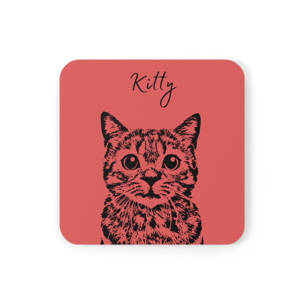 Custom Pet Coasters - Pet Photo + Name Pet Coasters Mod Paws Red Set of 2 1