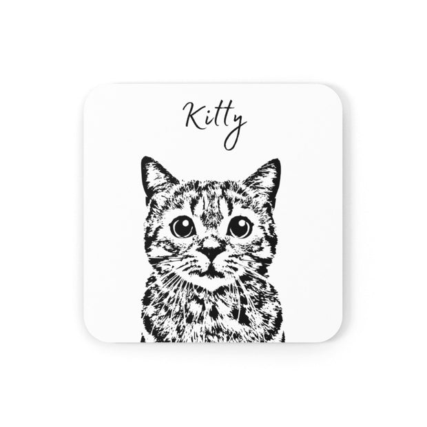 Custom Pet Coasters - Pet Photo + Name Pet Coasters Mod Paws White Set of 2 1