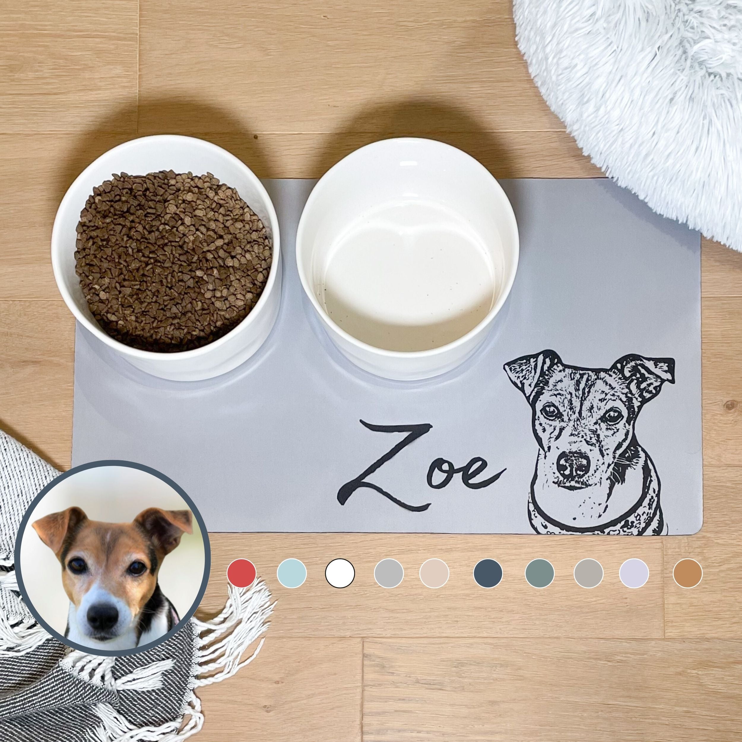 Custom Marble Background Pet Placemat, Personalized Pet Food Mat