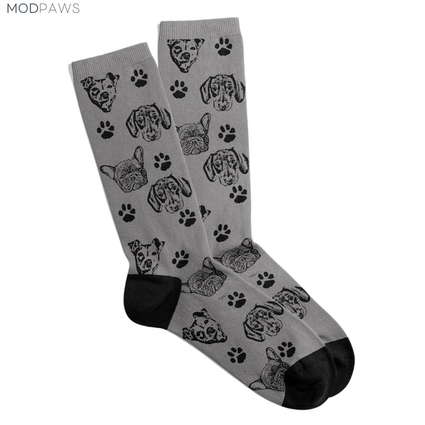 Custom Pet Socks - Pet Photo + Name Pet Socks Mod Paws Grey S Unisex 1