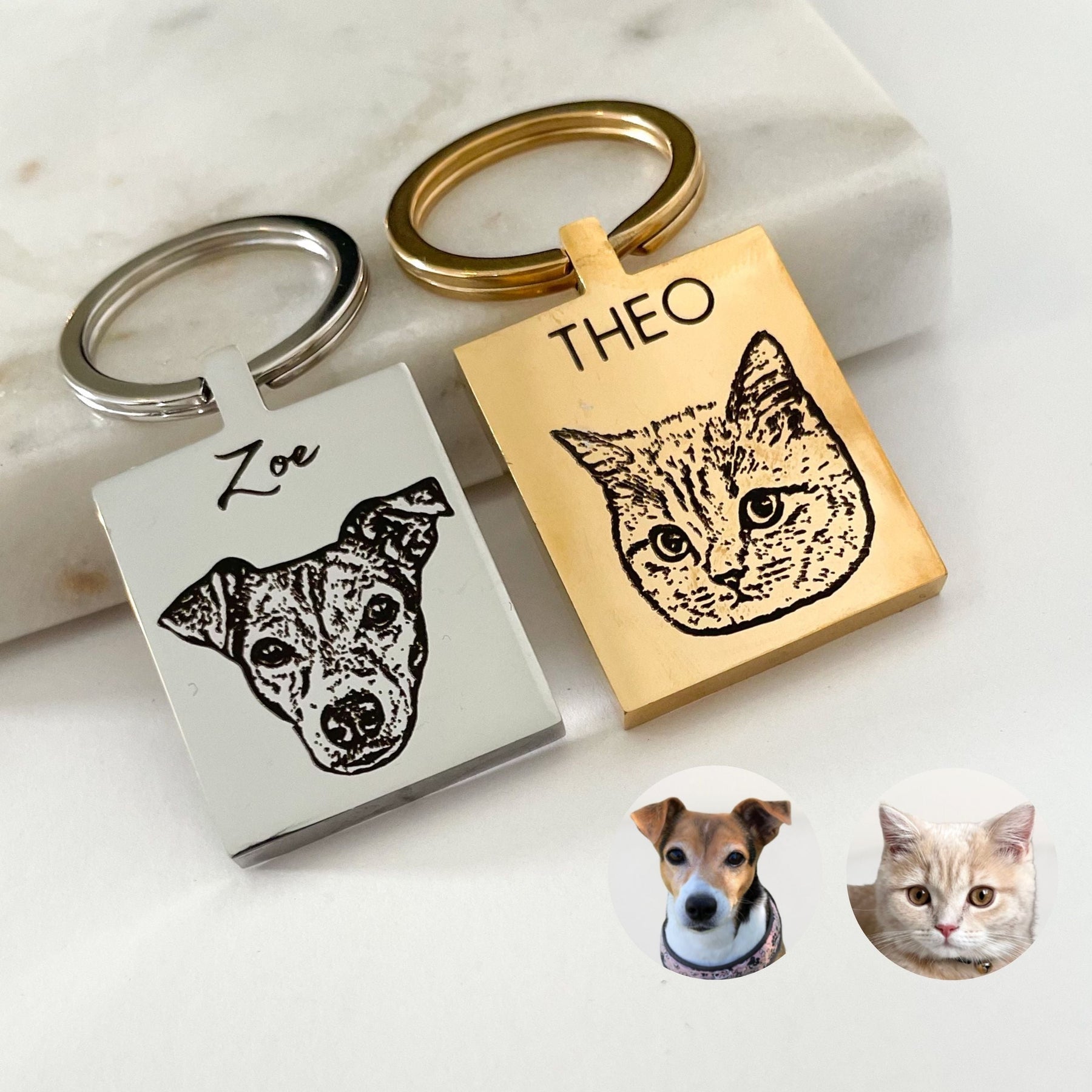 Golden Horn Creations Kitty Cat & Puppy Dog Keychain