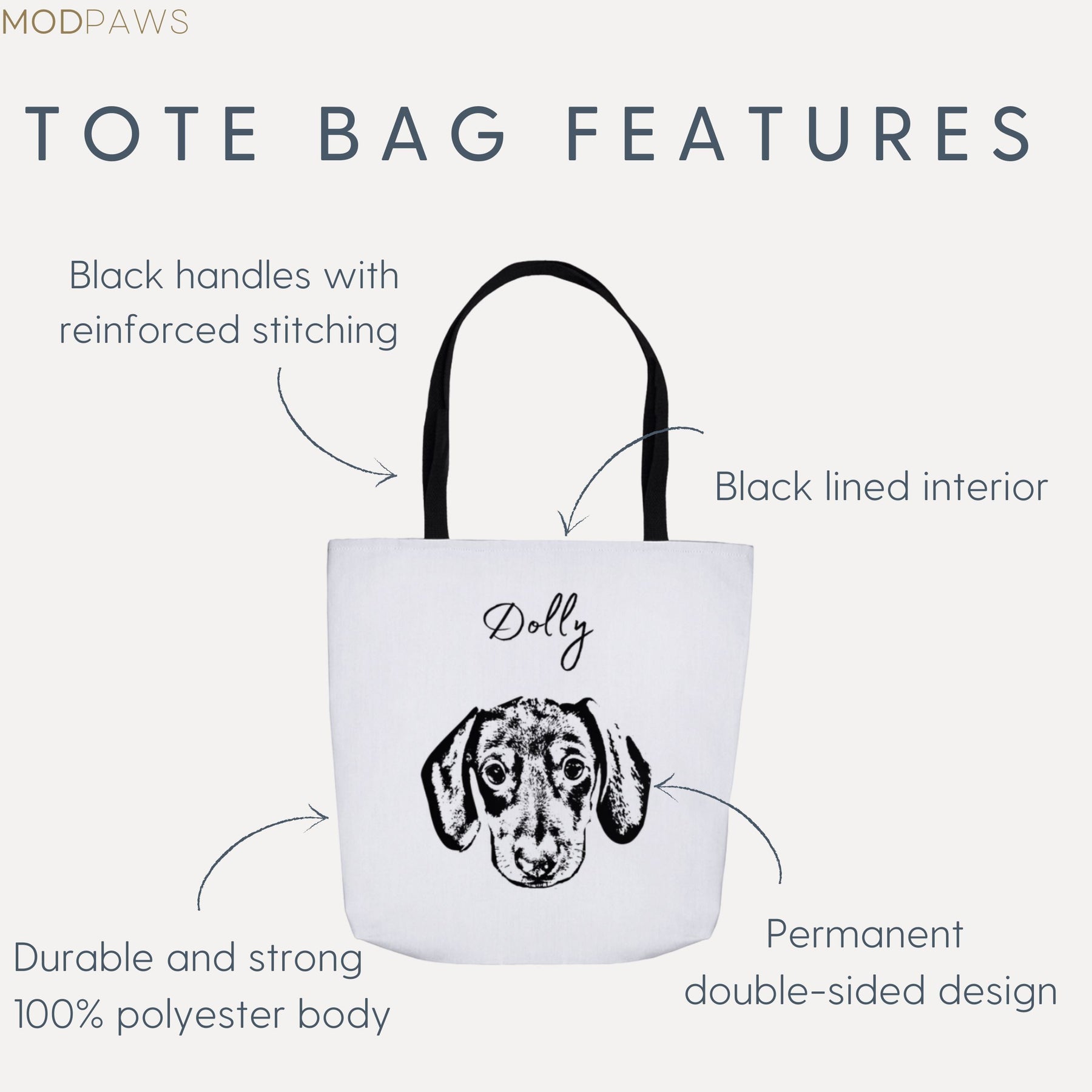 Dog Icon & Name' - Personalized Canvas Bag