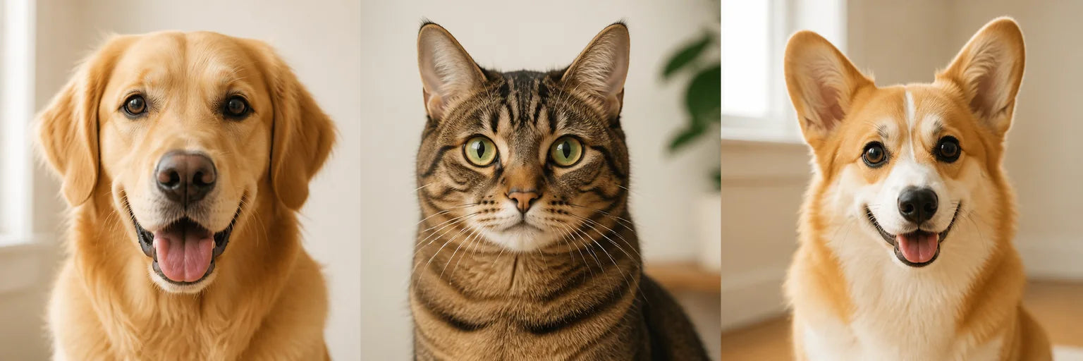 Illustrative examples of clear, well-lit pet photos with the face visible